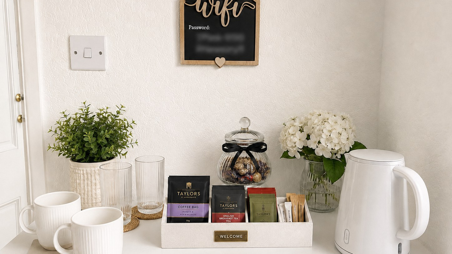 Welcome tray with Taylors of Harrogate coffee and teas